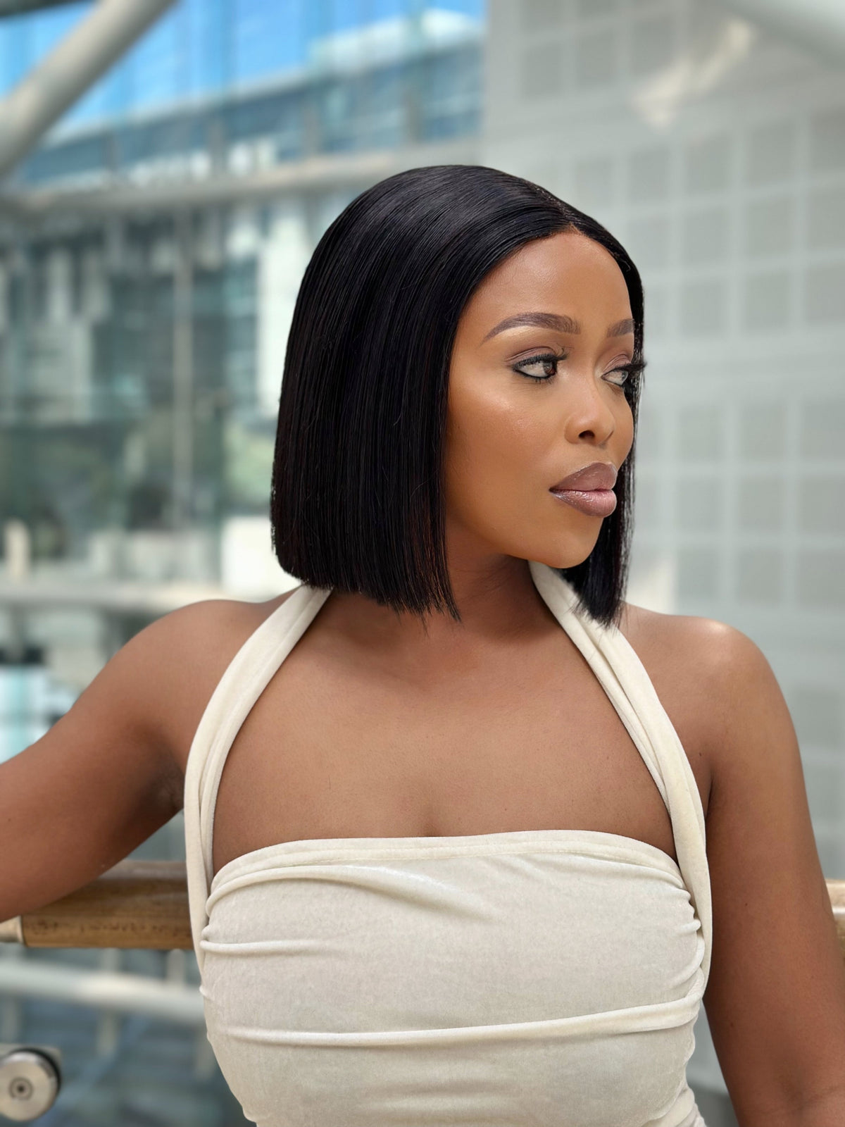 8 Inch Blunt Cut Glueless Human Hair Bob Wig
