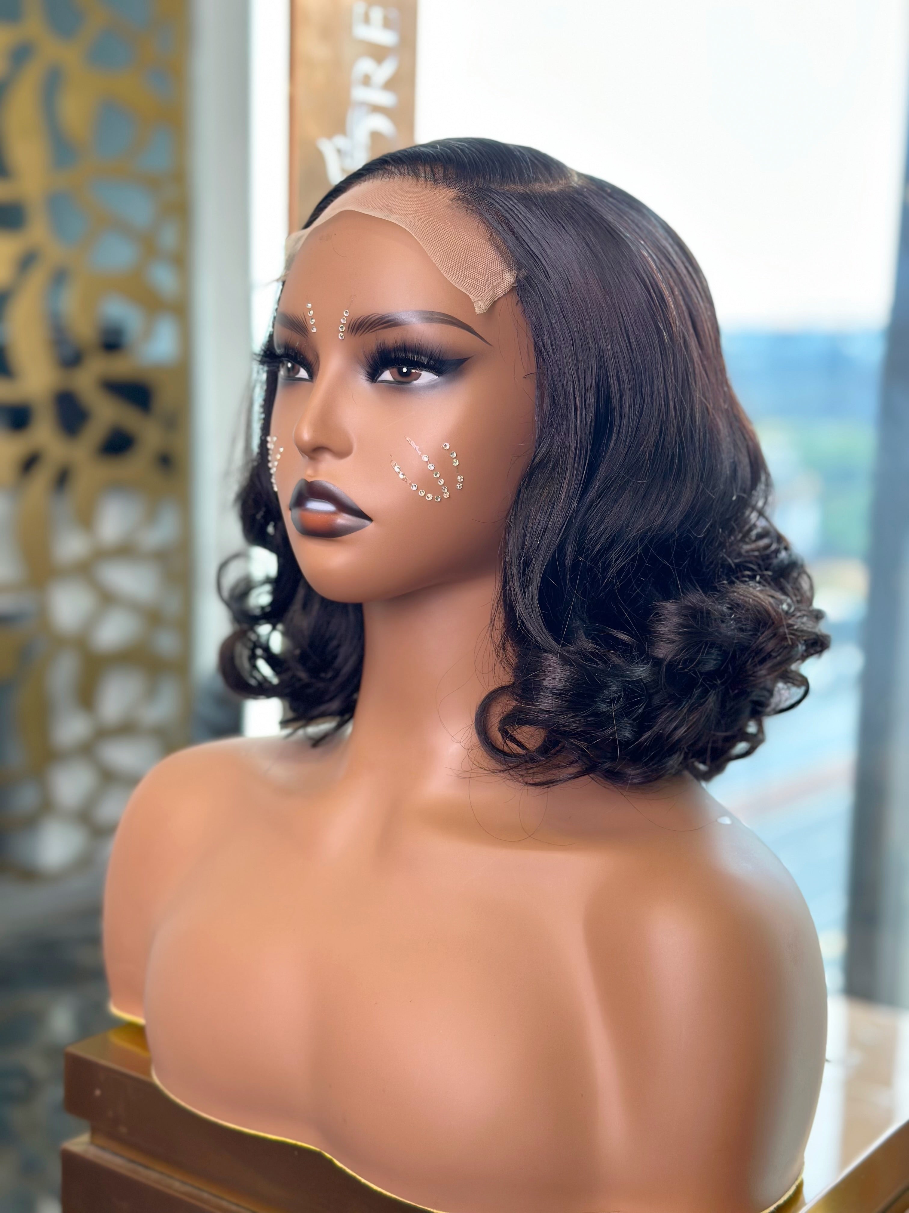 12 Inch Bouncy Curly Glueless Human Hair Wig