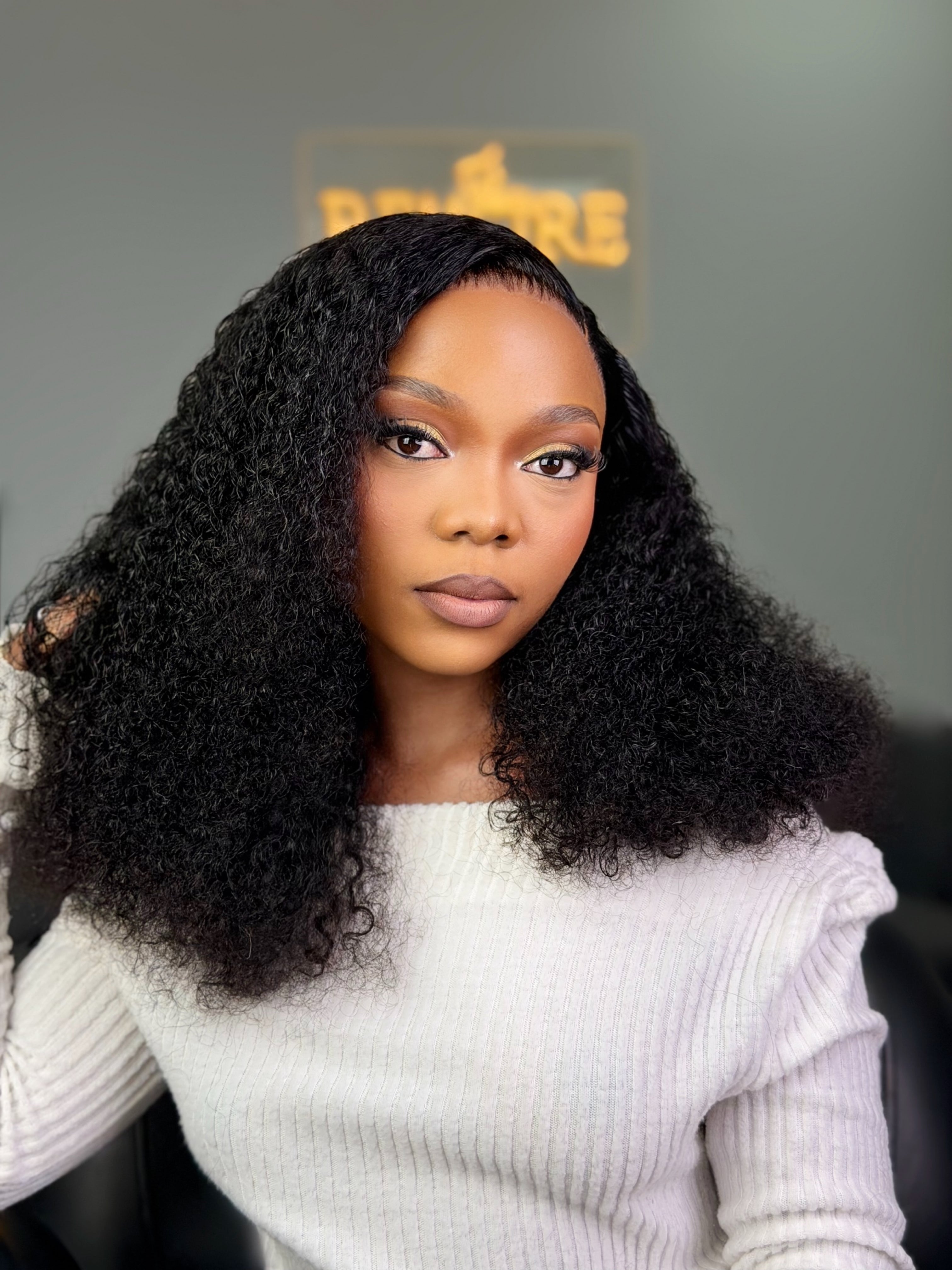 20 Inch Glueless Kinky Curly Human Hair Wig with 13x4 Frontal