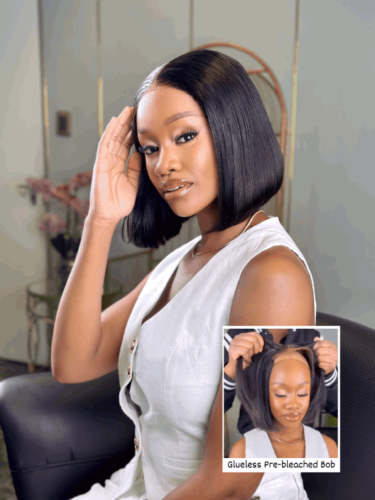 Pre-Bleached 5X5 Glueless Human Hair Bob Wig (8 - 14 Inch)