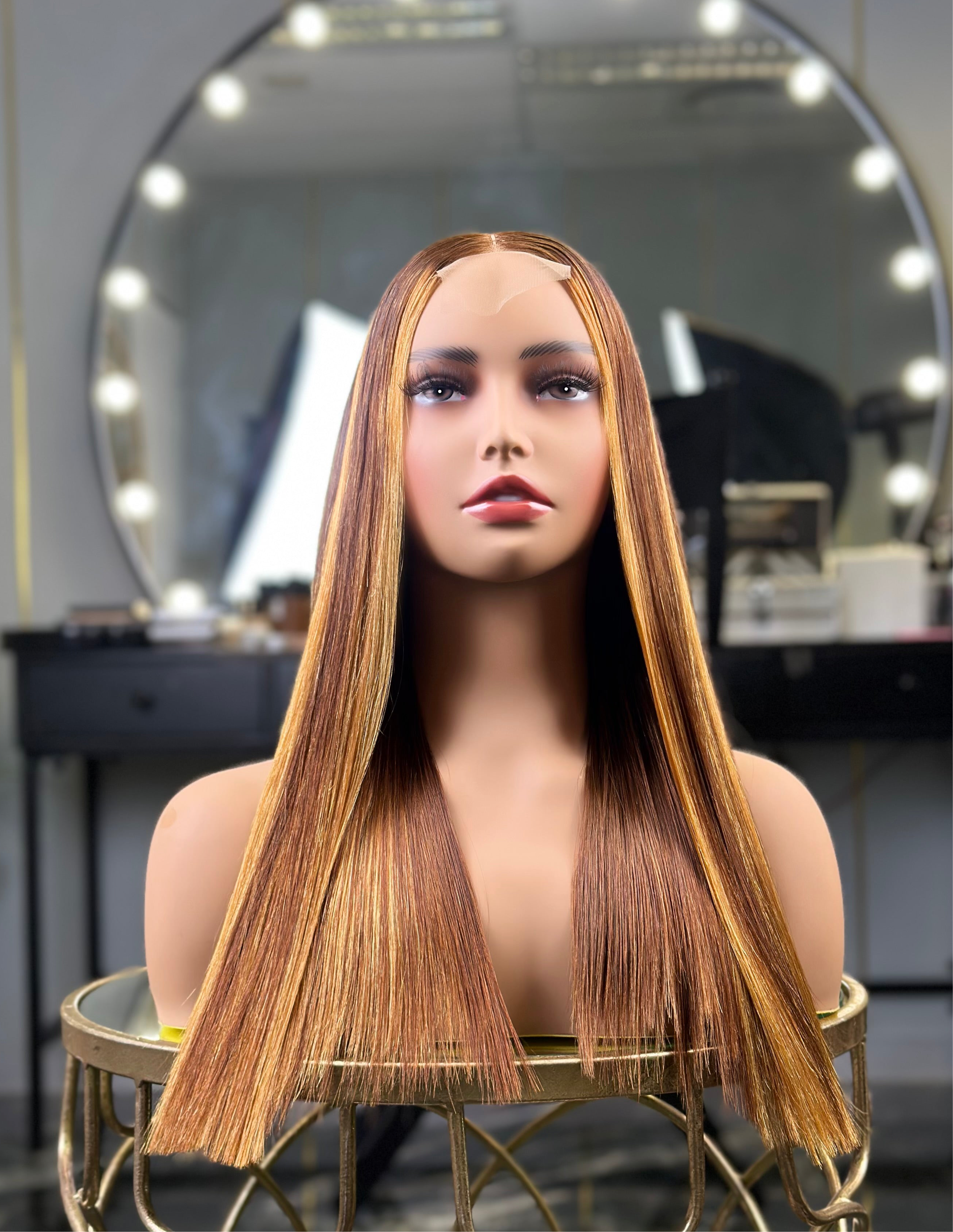 18 Inch Highlight Bone Straight Glueless Human Hair Wig