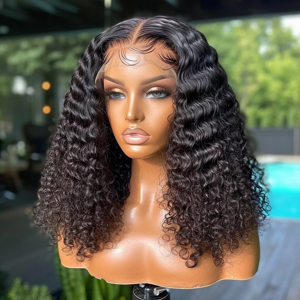 Double Drawn Wear And Go Water Weave With 5 X5 Lace Wigs Remorehair