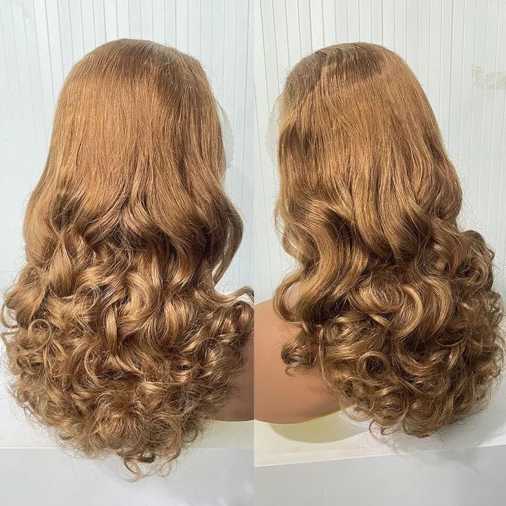 18 Inch Frontal Layered Bouncy Loose Wave Human Hair Wig