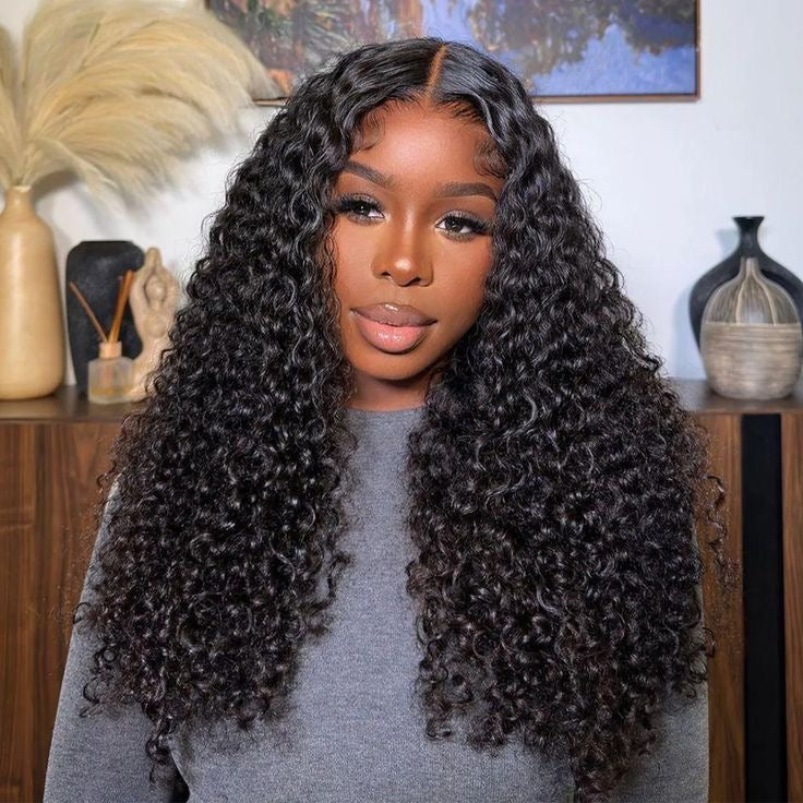 Double Drawn Wear And Go Water Weave With 5 X5 Lace Wigs Remorehair