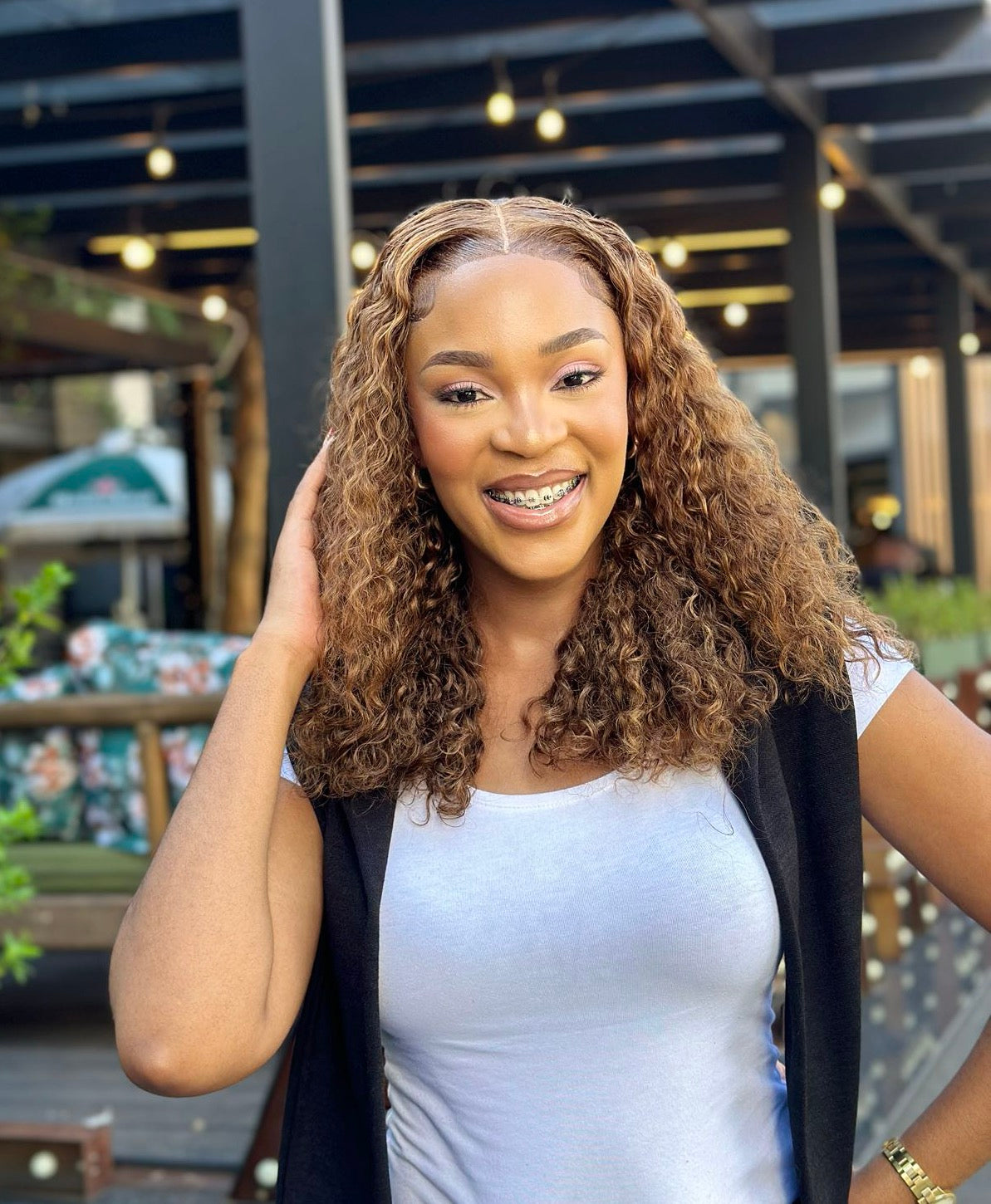 18 Inch Highlight Loose Curly Frontal Human Hair Wig