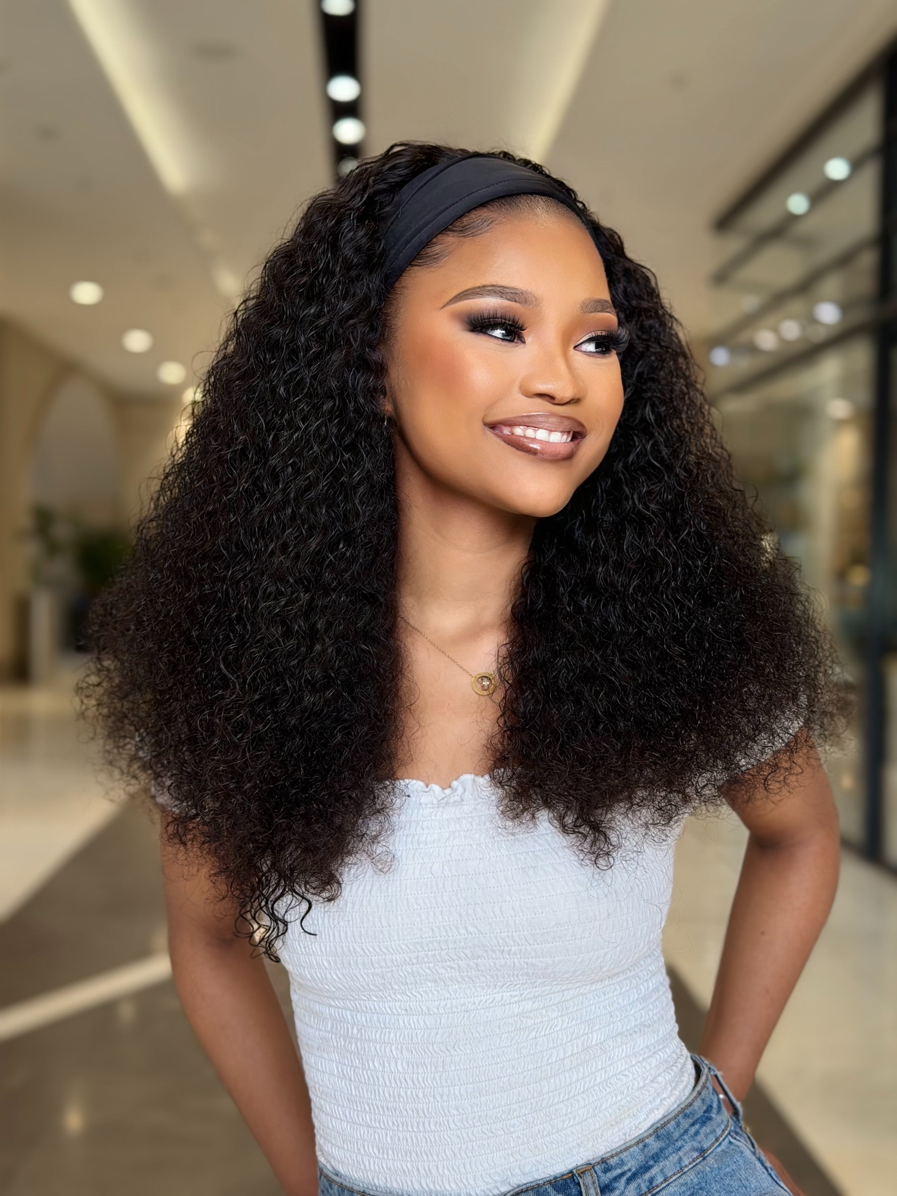 22 Inch Water Curly Headband Wig Human Hair