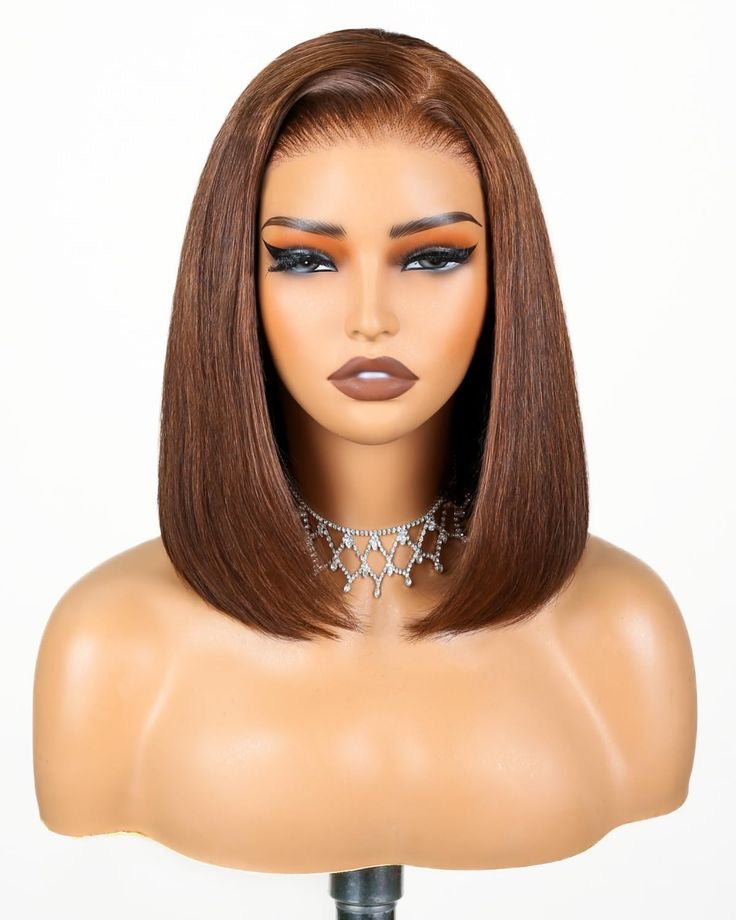 Light Brown Glueless Human Hair Bob Wig