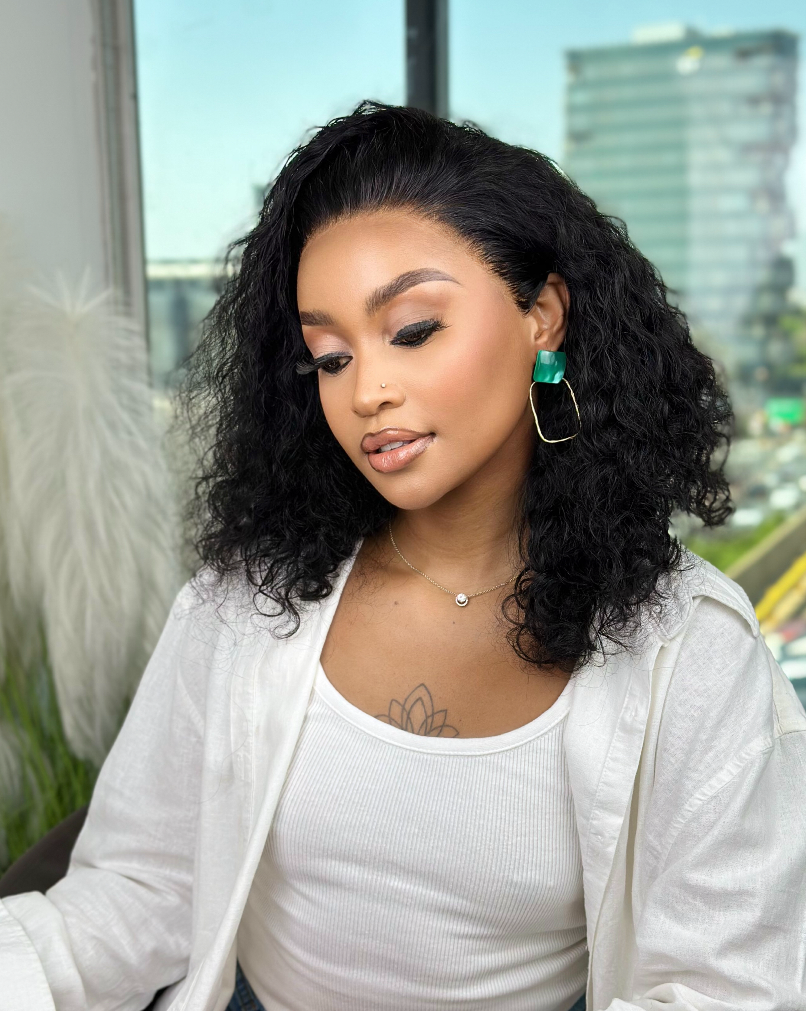 14 Inch Natural Curly Full Frontal Human Hair Wig