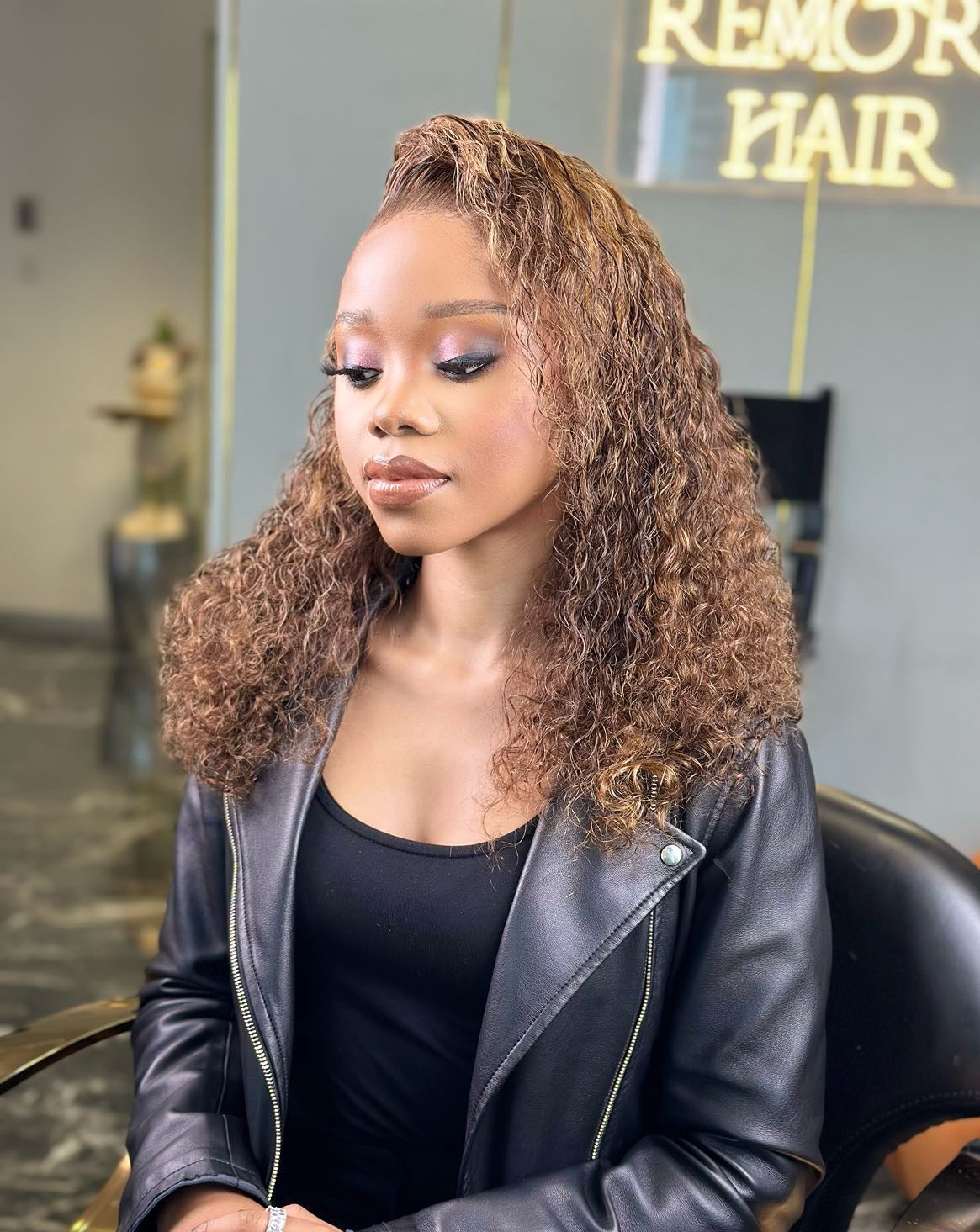 18 Inch Highlight Loose Curly Frontal Human Hair Wig