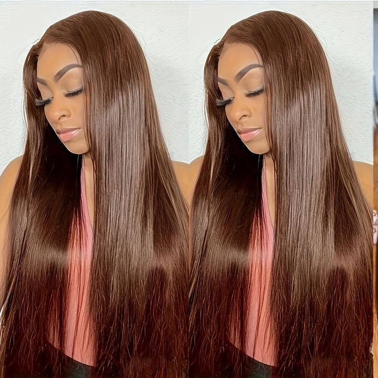 20 Inch Dark Brown Glueless Straight Human Hair Wig