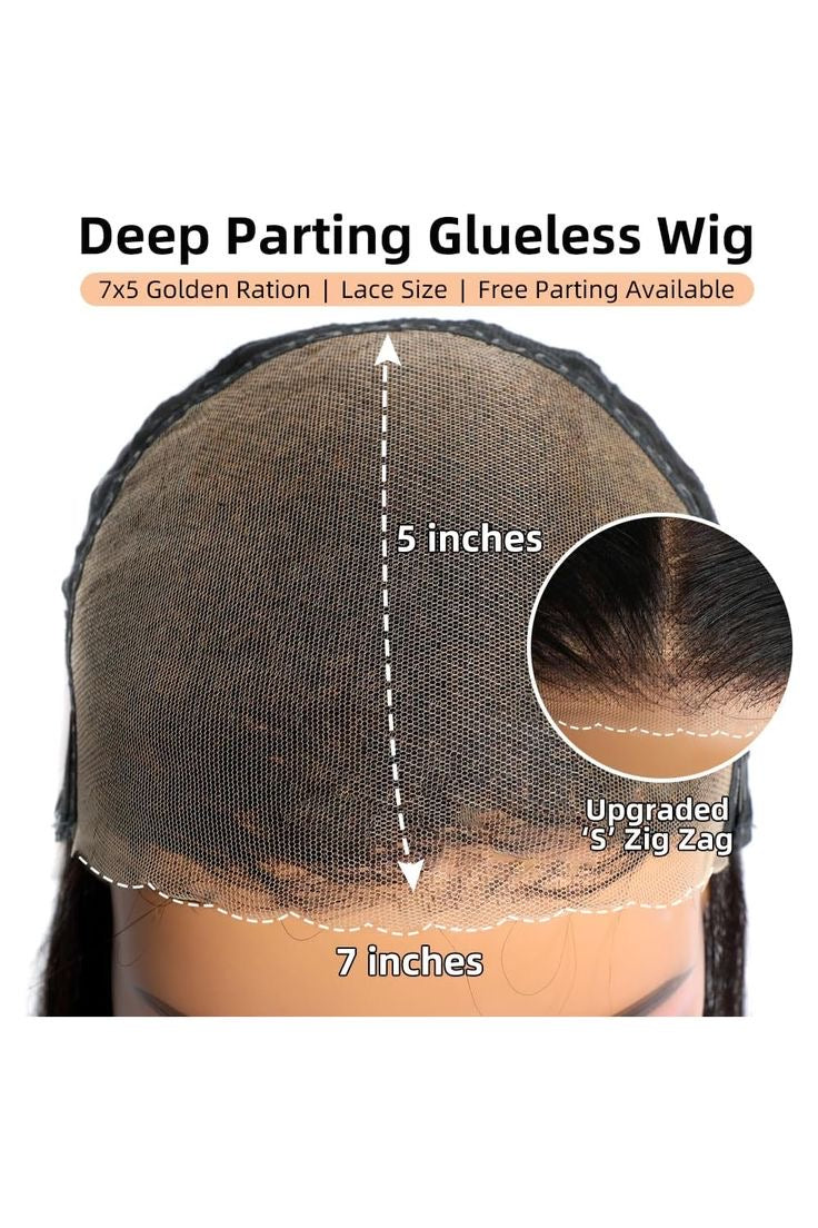 HD 7x5 Lace Pre-Bleached Straight Human Hair Wig