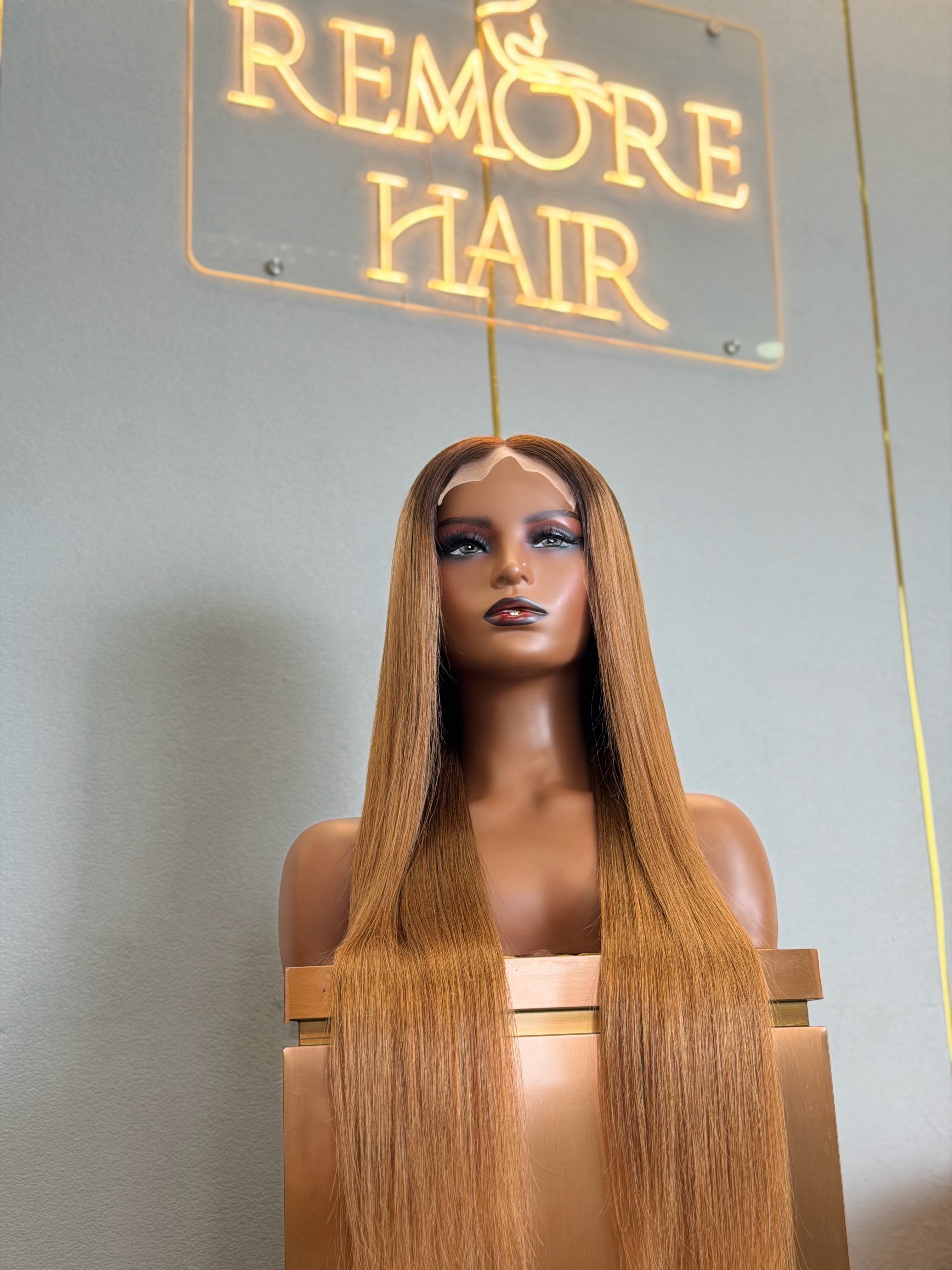 Ombre Chestnut Brown Glueless 28 Inch Wig