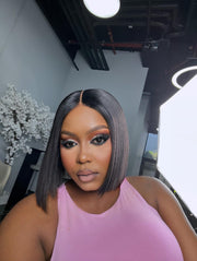 8 Inch Blunt Cut Glueless Human Hair Bob Wig