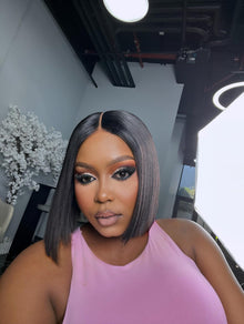8 Inch Blunt Cut Glueless Human Hair Bob Wig