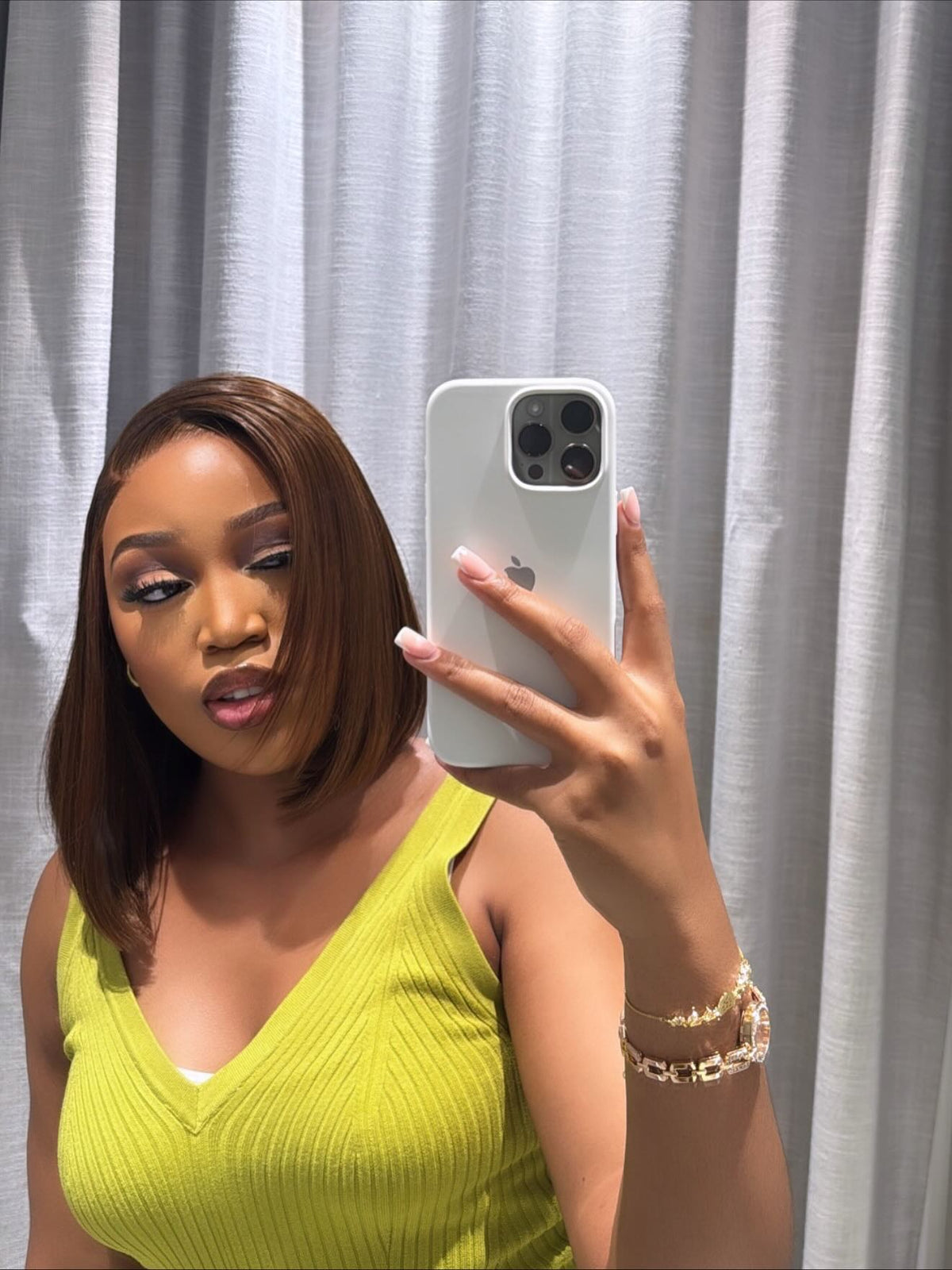 Light Brown Glueless Human Hair Bob Wig