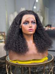 20 Inch Glueless Kinky Curly Human Hair Wig with 13x4 Frontal