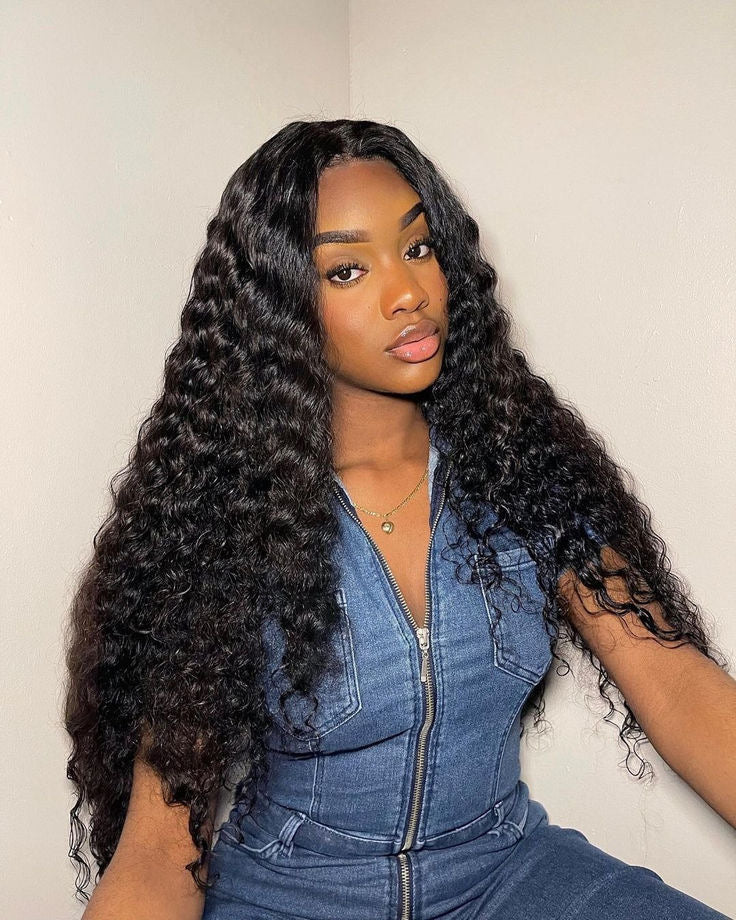 Double Drawn Wear And Go Water Weave With 5 X5 Lace Wigs Remorehair