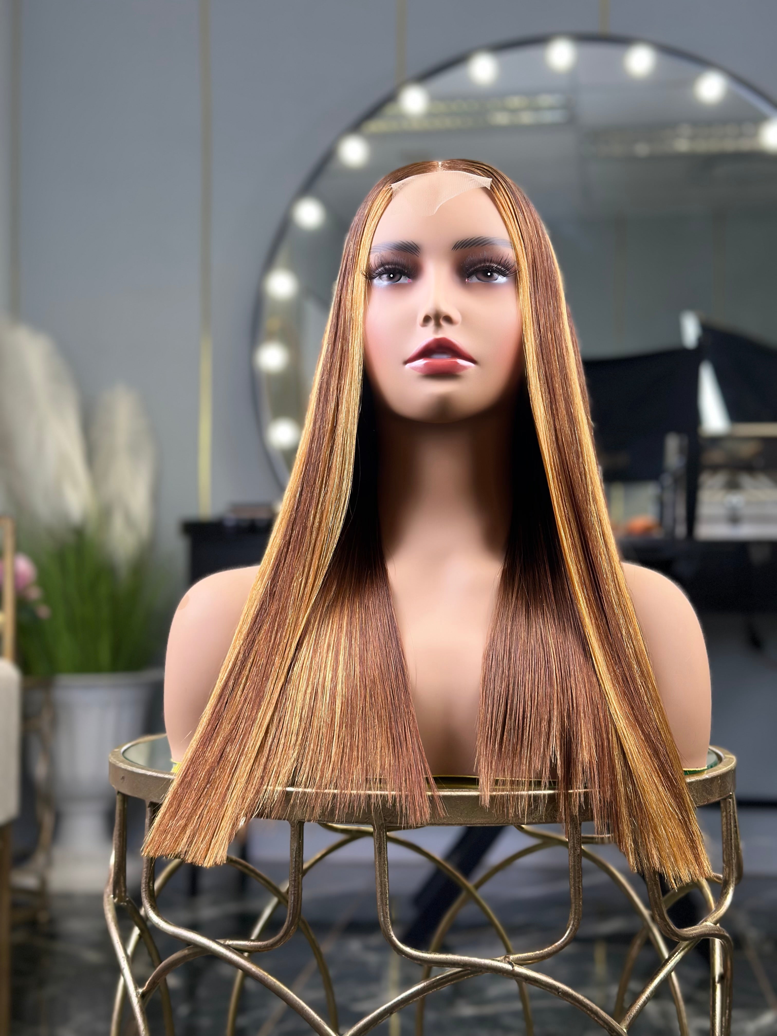18 Inch Highlight Bone Straight Glueless Human Hair Wig