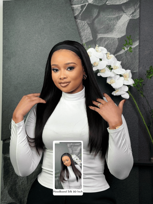 20 Inch Silky Straight Headband Wig Human Hair