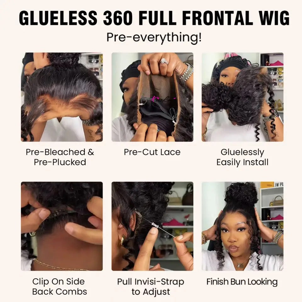 Water Weave 360 HD Lace Glueless Human Hair Wigs