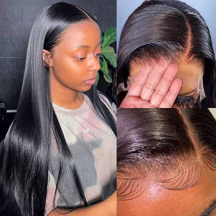 HD Transparent Lace Pre- Bleached Straight  Frontal Wig Human Hair