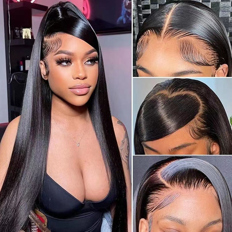 HD Transparent Lace Pre- Bleached Straight  Frontal Wig Human Hair