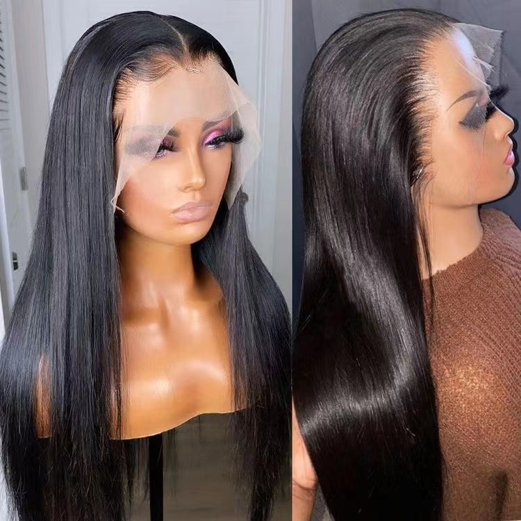 HD Transparent Lace Pre- Bleached Straight  Frontal Wig Human Hair
