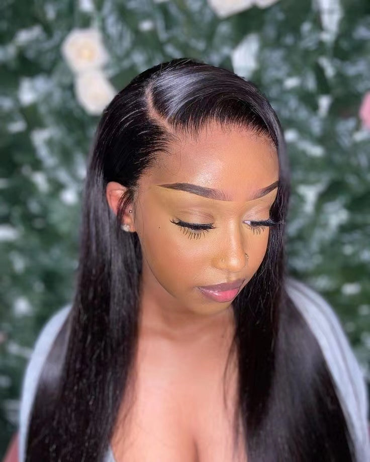 HD Transparent Lace Pre- Bleached Straight  Frontal Wig Human Hair