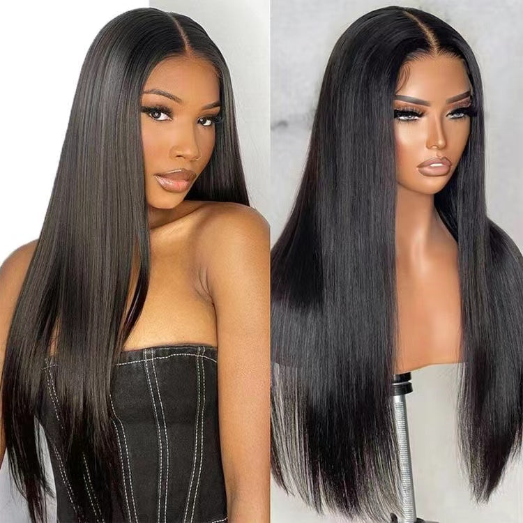 HD Transparent Lace Pre- Bleached Straight  Frontal Wig Human Hair