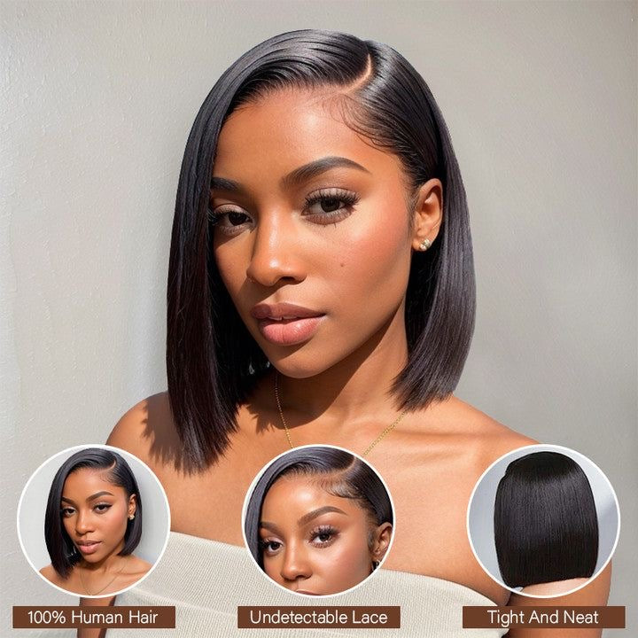 10 Inch Pre-Bleached HD Lace Frontal Human Hair Bob Wig