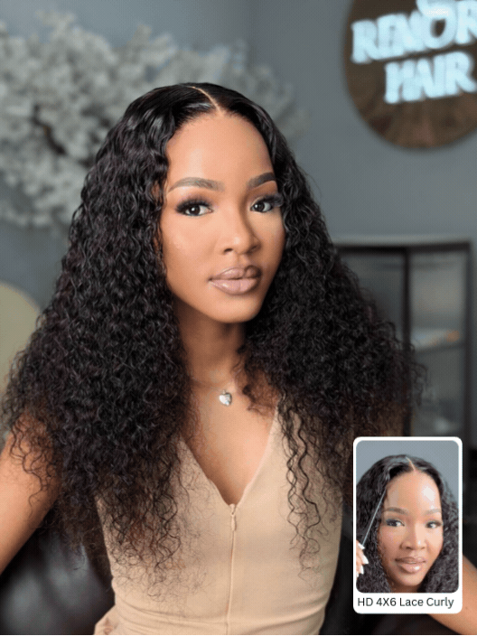 20 Inch Pre-Bleached HD 4x6 Water Curly Human Hair Wig